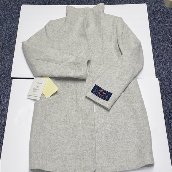NWT Aritzia Wilfred the Cocoon Coat heather white - Picture 3 of 10